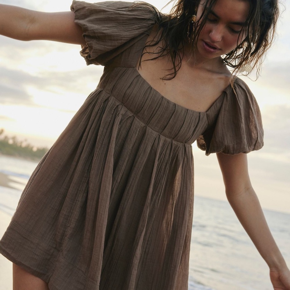 Brown Puff Sleeve Dress Marina Dress